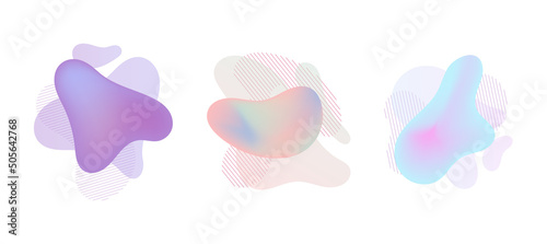 Set of abstract isolated design elements, gradient shapes.