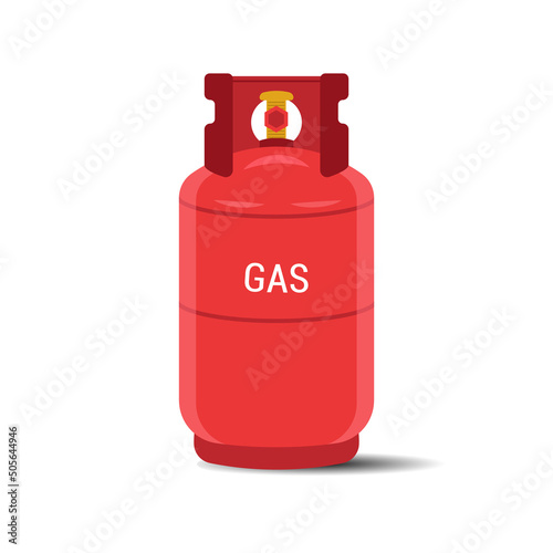 Red gas cylinder on white background