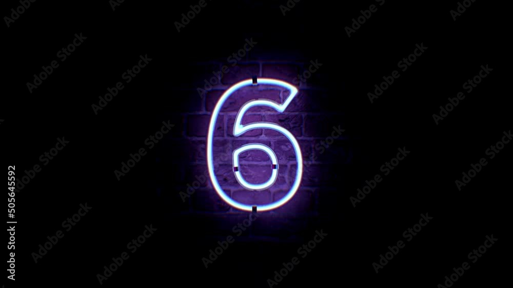 Purple Neon Countdown Timer from 10 to 0