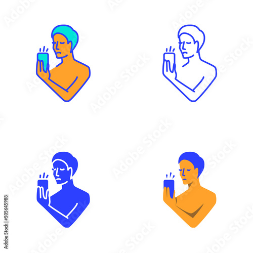 Sad person with phone icon
