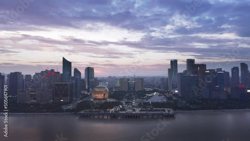 Wallpaper Mural aerial view of modern buildings in qianjiang new city CBD of hangzhou at twilight
 Torontodigital.ca