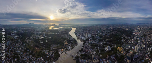 Aerial Panoramic photo of Kuching Sarawak. photo