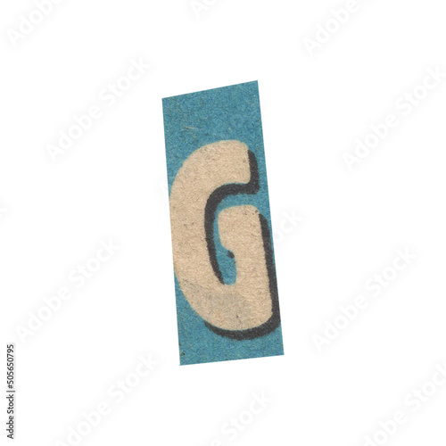 Bild auf Leinwand letter g magazine cut out font, ransom letter, isolated collage elements for text alphabet