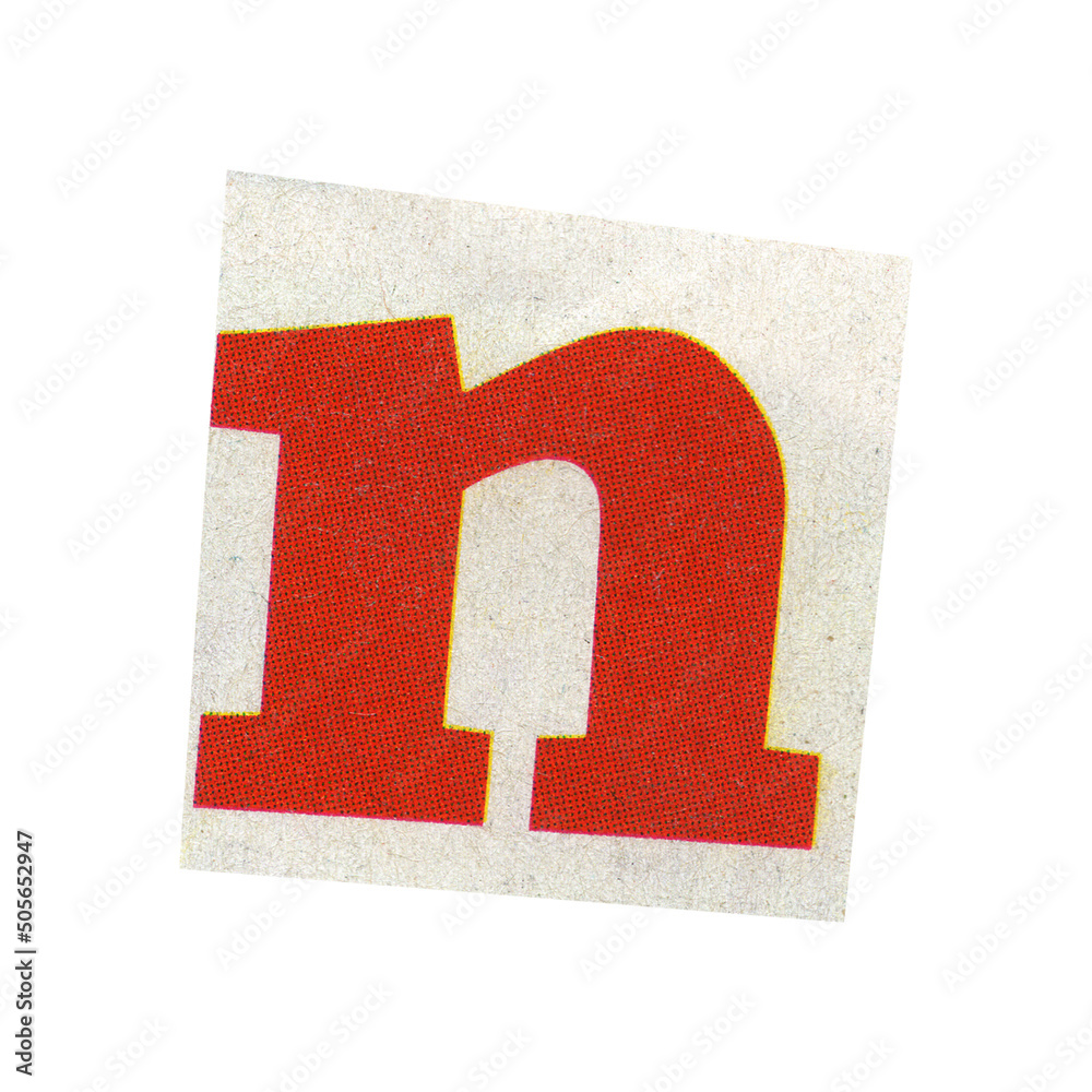 letter n magazine cut out font, ransom letter, isolated collage