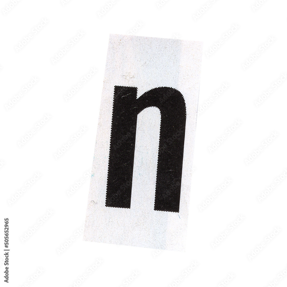 letter n magazine cut out font, ransom letter, isolated collage