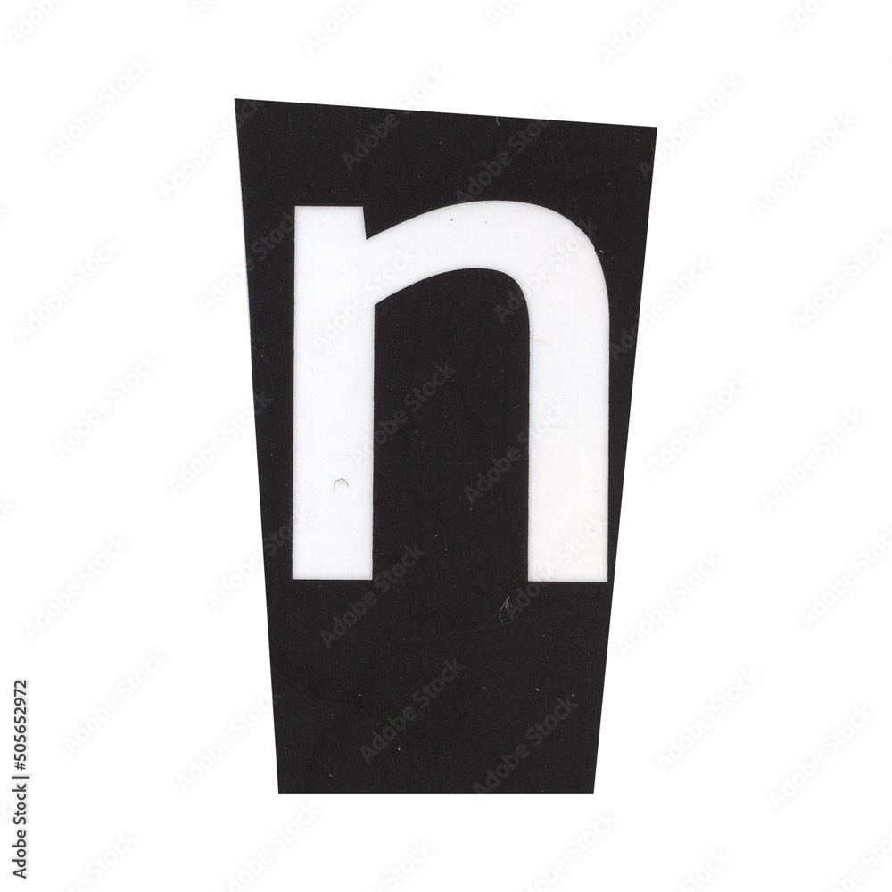 letter n magazine cut out font, ransom letter, isolated collage ...