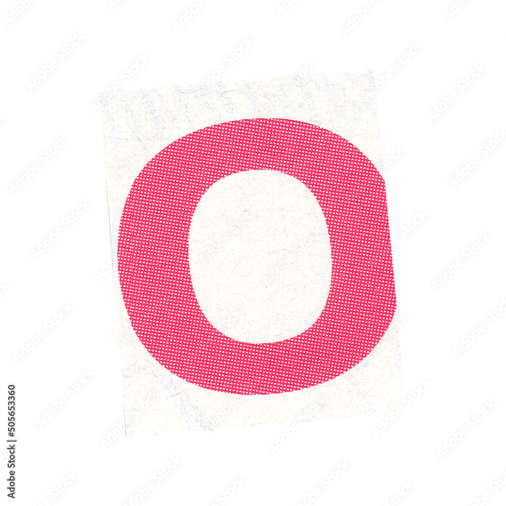 letter o magazine cut out font, ransom letter, isolated collage