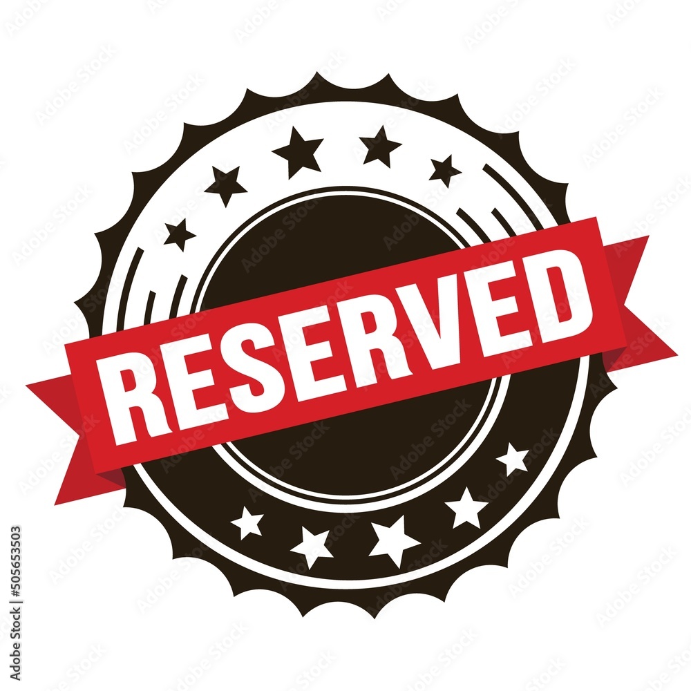 RESERVED text on red brown ribbon stamp. RESERVED text on red brown ribbon stamp.