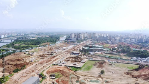 aerial view of modern cityscape of quzhou
 photo