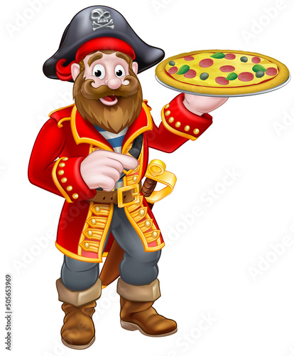 Pirate Cartoon Captain Pizza Chef Mascot