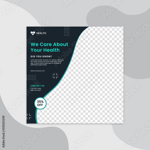 Medical health clinic template for social media post vector template. Medical social media post template. Medical social media banner or square social media post banner.	