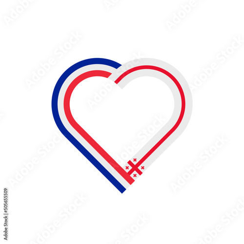 unity concept. heart ribbon icon of france and georgia flags. vector illustration isolated on white background