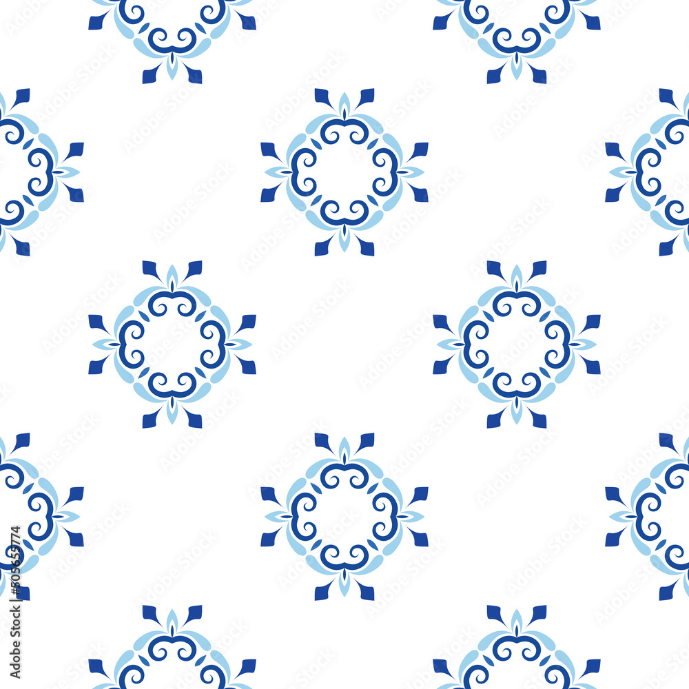 Blue mandala vector pattern. Seamless oriental ornament Blue mandala vector pattern. Seamless oriental ornament