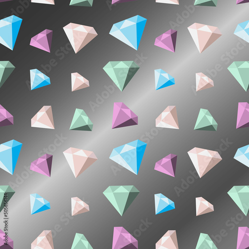 Seamless pastel diamonds pattern. Background with colorful gemst.  photo