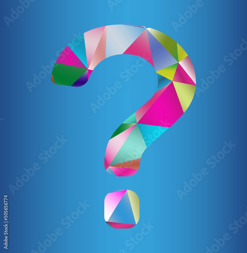 Multicolor question mark on a blue  background