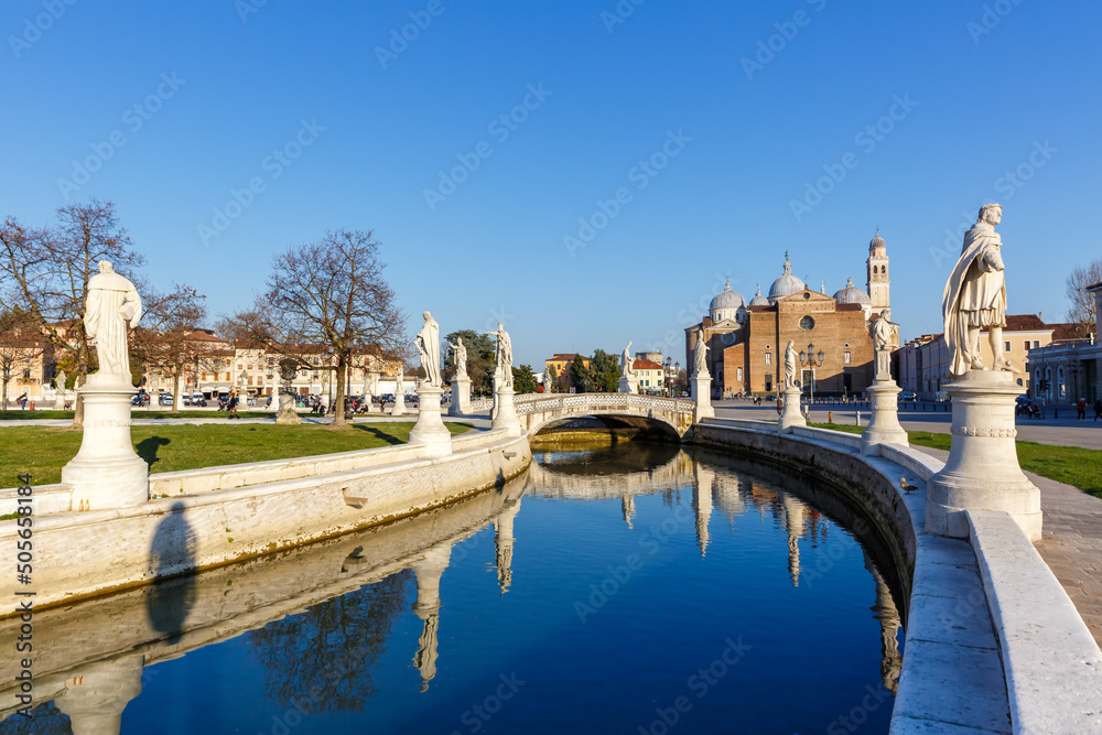 Padua Padova Prato Della Valle square with statues travel traveling holidays vacation town in Italy