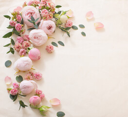 beautiful roses on background  old paper