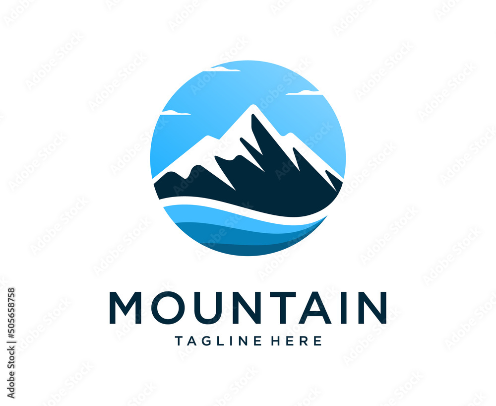 Foto Mountain Peaks River Creek Simple logo design Vector