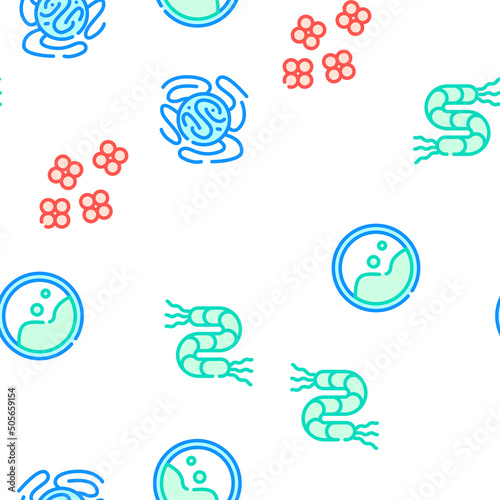 Pathogen Virus Disease Collection Vector Seamless Pattern Color Line Illustration photo
