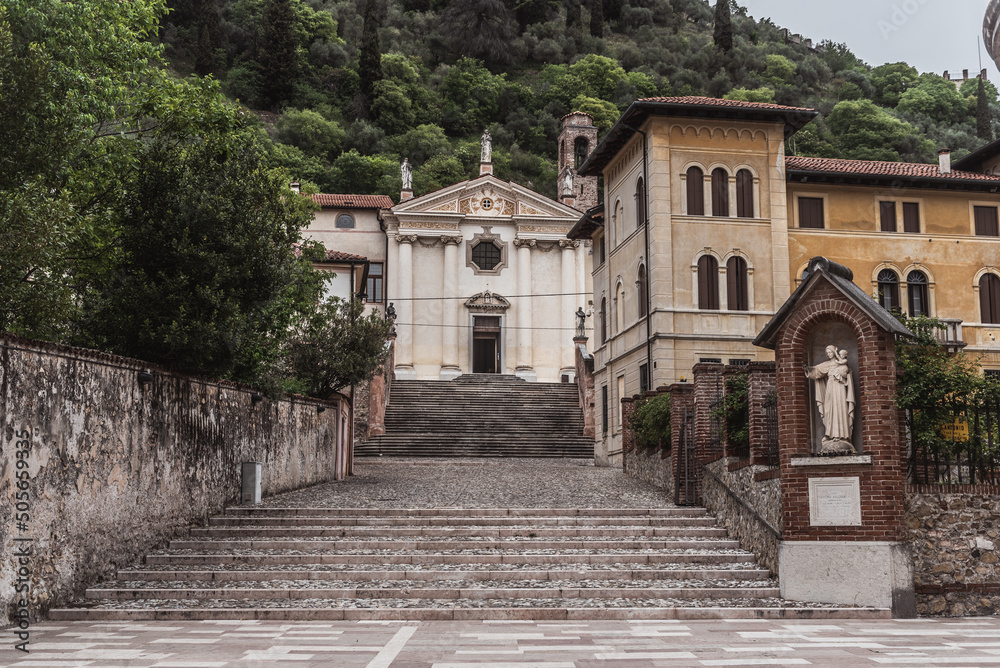View of the Carmini Church in Marostica, Vicenza, Veneto, Italy, Europe