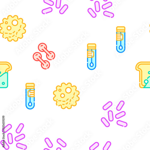 Pathogen Virus Disease Collection Vector Seamless Pattern Color Line Illustration photo