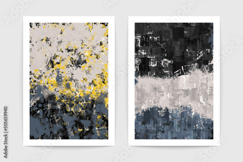 Minimalist abstract art posters. Geometry hand drawn chaotic painted graphic print, contemporary wall decor. Vector set