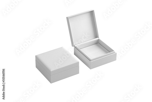 Fototapet Blank white jewelry box open and closed mockup isolated on white background