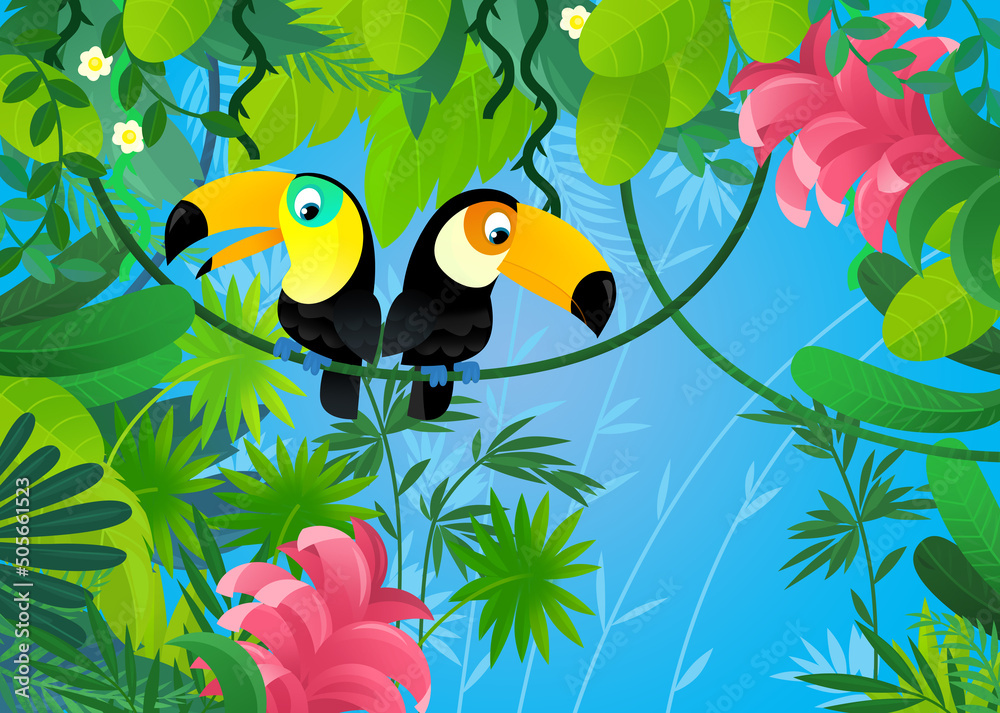 cartoon scene with jungle animals illustration cartoon scene with jungle animals illustration