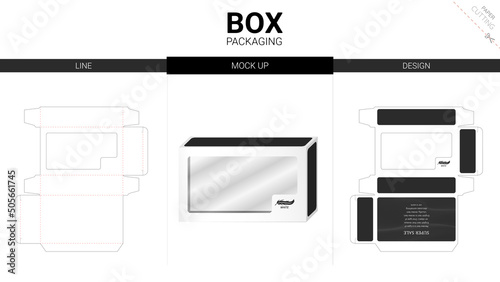 Box packaging and mockup die cut template