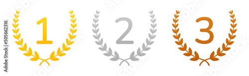 Winner places 1 2 3 icon. Laurel wreath award symbol vector illustration.