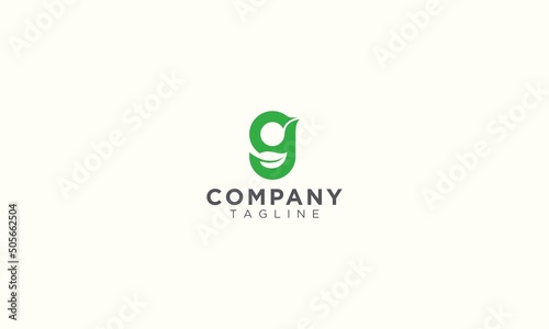 Abstract Initial Letter G and leaf Logo. green color
