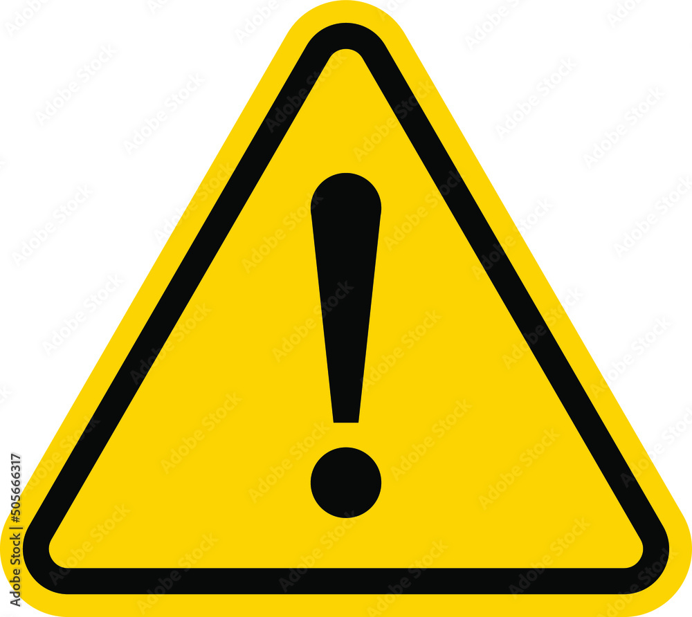 Yellow Warning Dangerous attention icon, danger symbol, filled flat sign, solid pictogram, isolated on white. Exclamation mark triangle symbol. - obrazy, fototapety, plakaty 