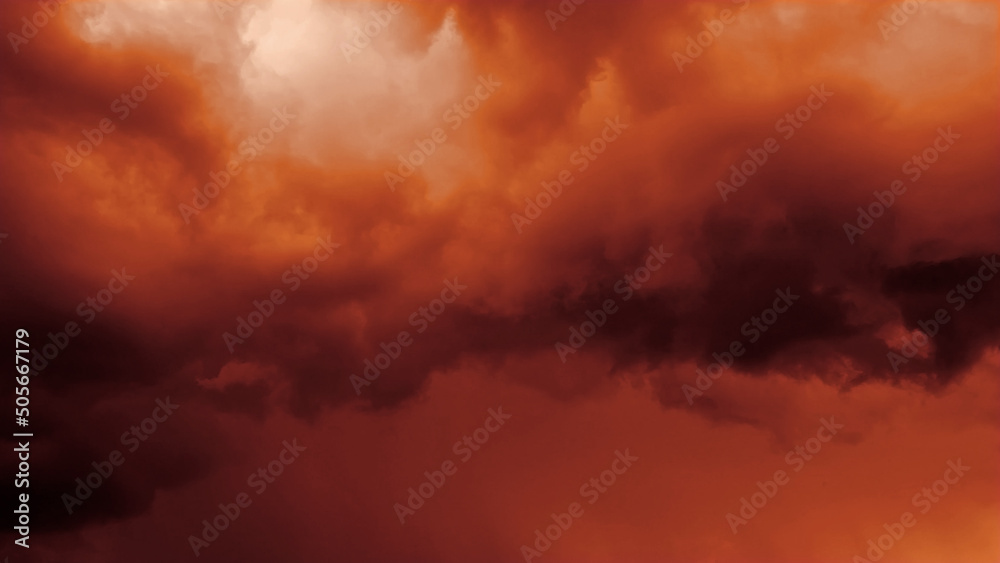 Dark massive red clouds - backdrop for war artworks - abstract 3D rendering