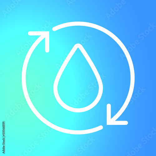 Water recycle icon. Outline vector illustration. Water drop outline icon. Pretty blue background.