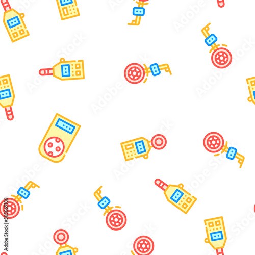 Measuring Equipment Collection Vector Seamless Pattern Color Line Illustration