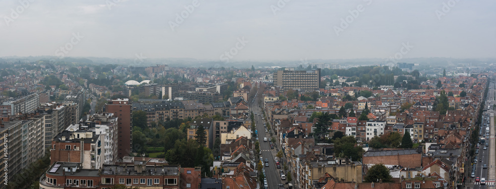 Koekelberg, Brussels Capital Region, Belgium - Panoramic view over the Avenue Josse Goffin and the Boulevard Charles Quint