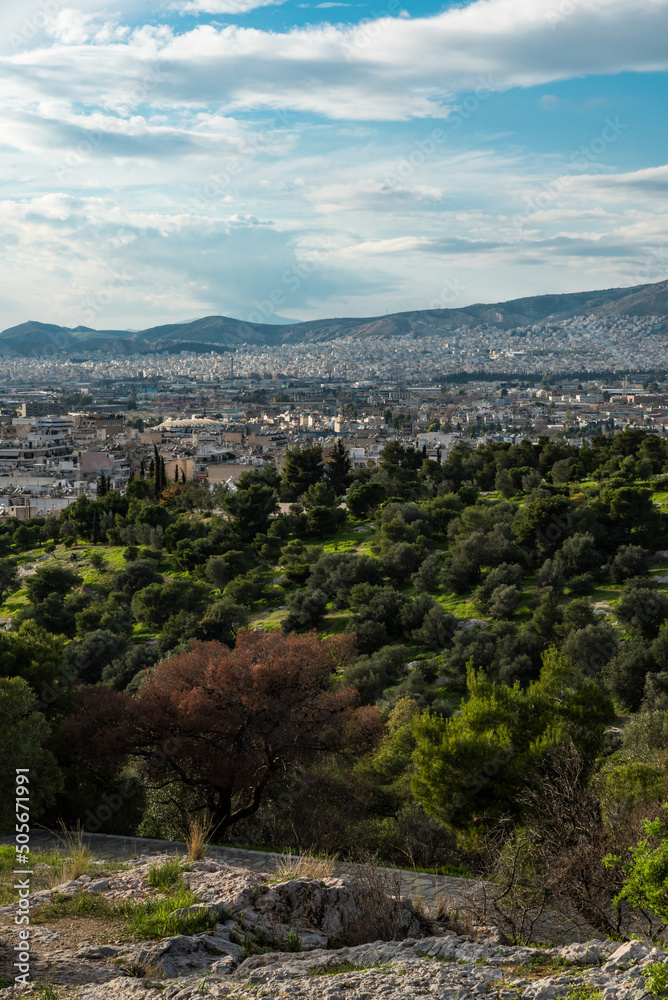 Athens Old Town, Attica, Greece - Landscape view over the city of Athens