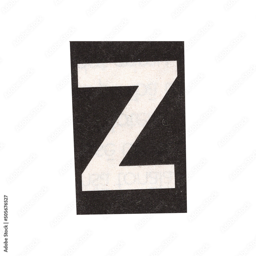 letter z magazine cut out font, ransom letter, isolated collage elements for text alphabet. hand made and cut, high quality scan. halftone pattern and texture detail. newspaper and scraps letter z magazine cut out font, ransom letter, isolated collage elements for text alphabet. hand made and cut, high quality scan. halftone pattern and texture detail. newspaper and scraps