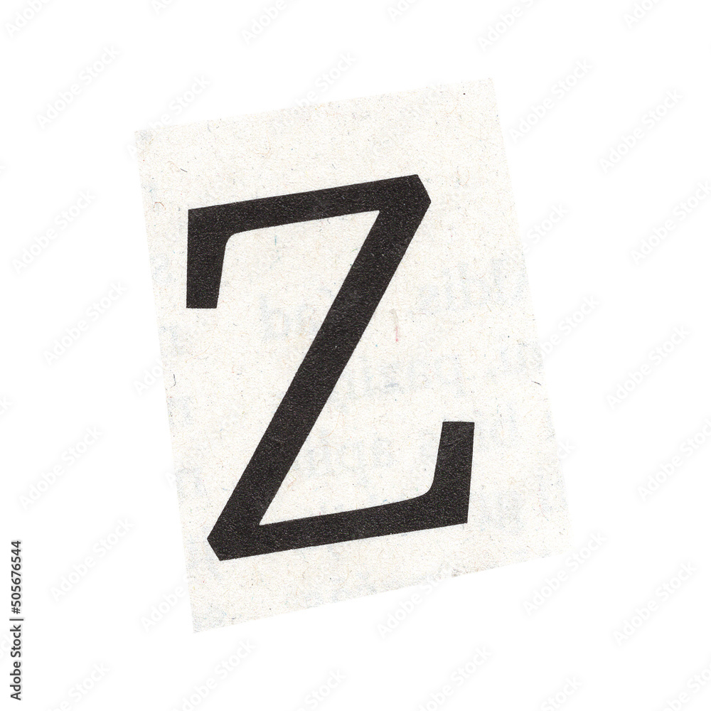 letter z magazine cut out font, ransom letter, isolated collage ...