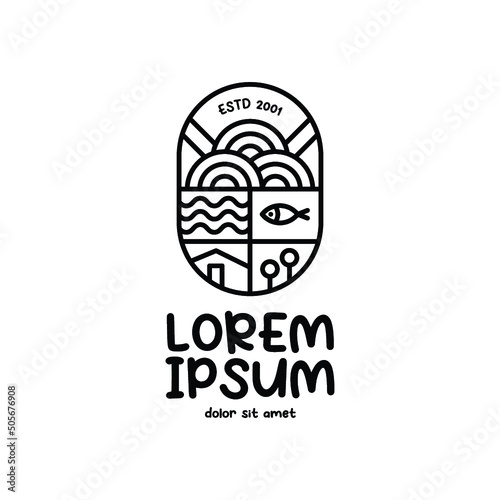 minimalist noodle restaurant logo monoline