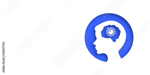 White banner with a boy's head. Stroke, ischemia, Alzheimer's, aneurysm, tumor and atherosclerosis. Place for your text. opy space. Medical concept of diseases of the brain. Vector illustration