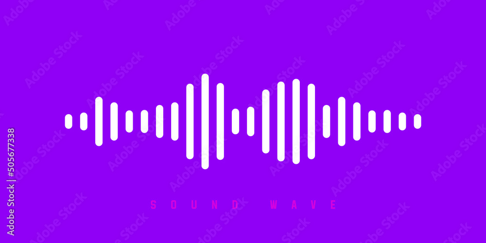 Waves of the equalizer sound isolated on pin or purple background. White sound wave or voice message. Vector Illustration