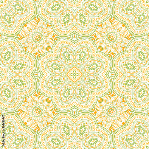 Muslim traditional floral vector seamless ornament. Textile patchwork design. Classic dutch motif. Porcelain print design. Flower and leaves composition.