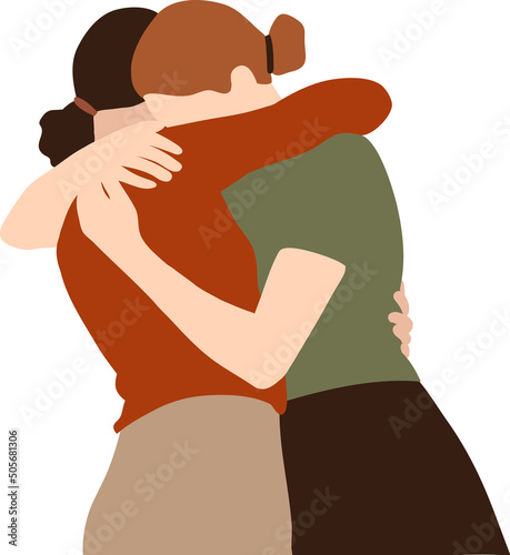 girlfriends gently hug each other