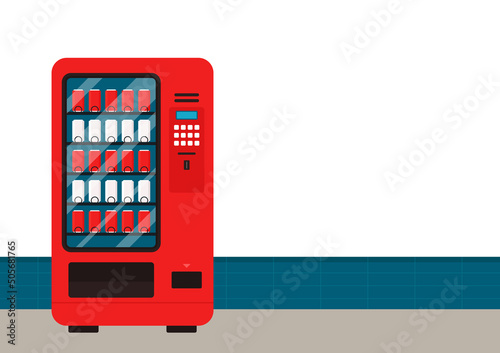 Soda vending machine icon. Vector image isolated on white background. Red drinking water vending machine