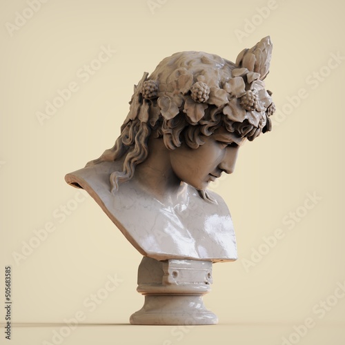Marble Bust of the Braschi Antinous. Ancient statue Antinous head photo