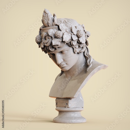 Marble Bust of the Braschi Antinous. Ancient statue Antinous head photo