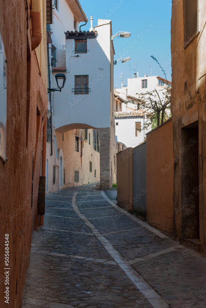 Tarazona, Zaragoza, Aragon, Spain, 05 18 2022:Stroll through the streets of the Jewish quarter, Tarazona, Spain