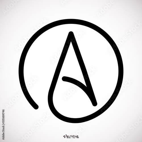 The Sign Of Atheist Vector Illustration. Atheism Symbol Logo Isolated On A White Background