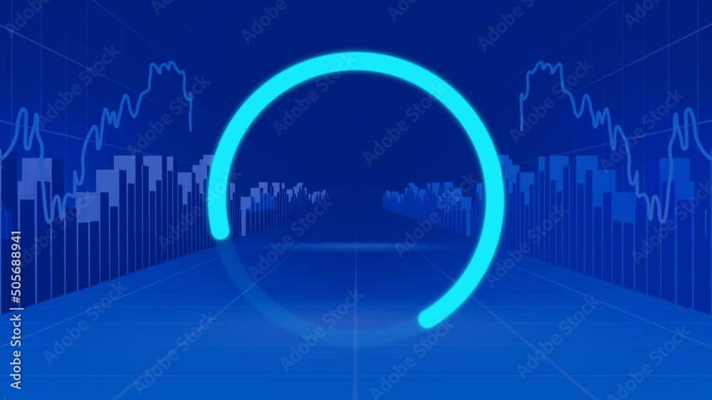 Animation of scope scanning and data processing on blue background Animation of scope scanning and data processing on blue background